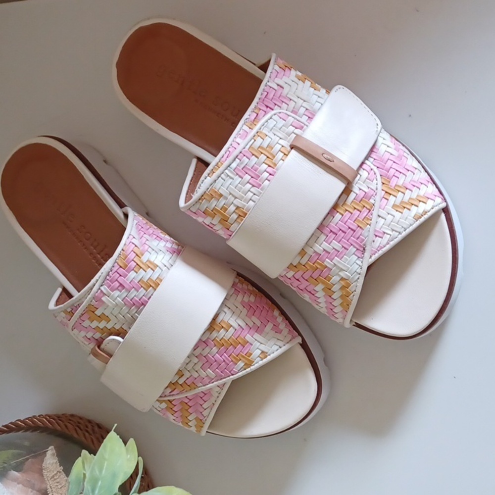 Gentle Souls Lavern Strap Slide Rose Multi Platform Sandals